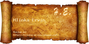 Hlinka Ervin névjegykártya